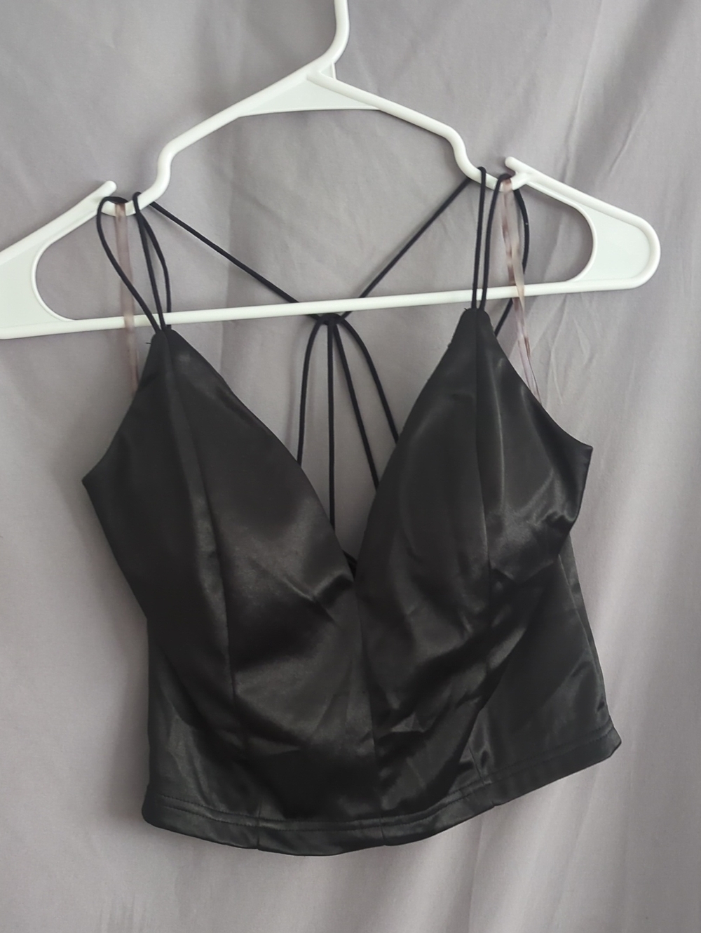 Charlotte Russe Black Satin Strappy Cami